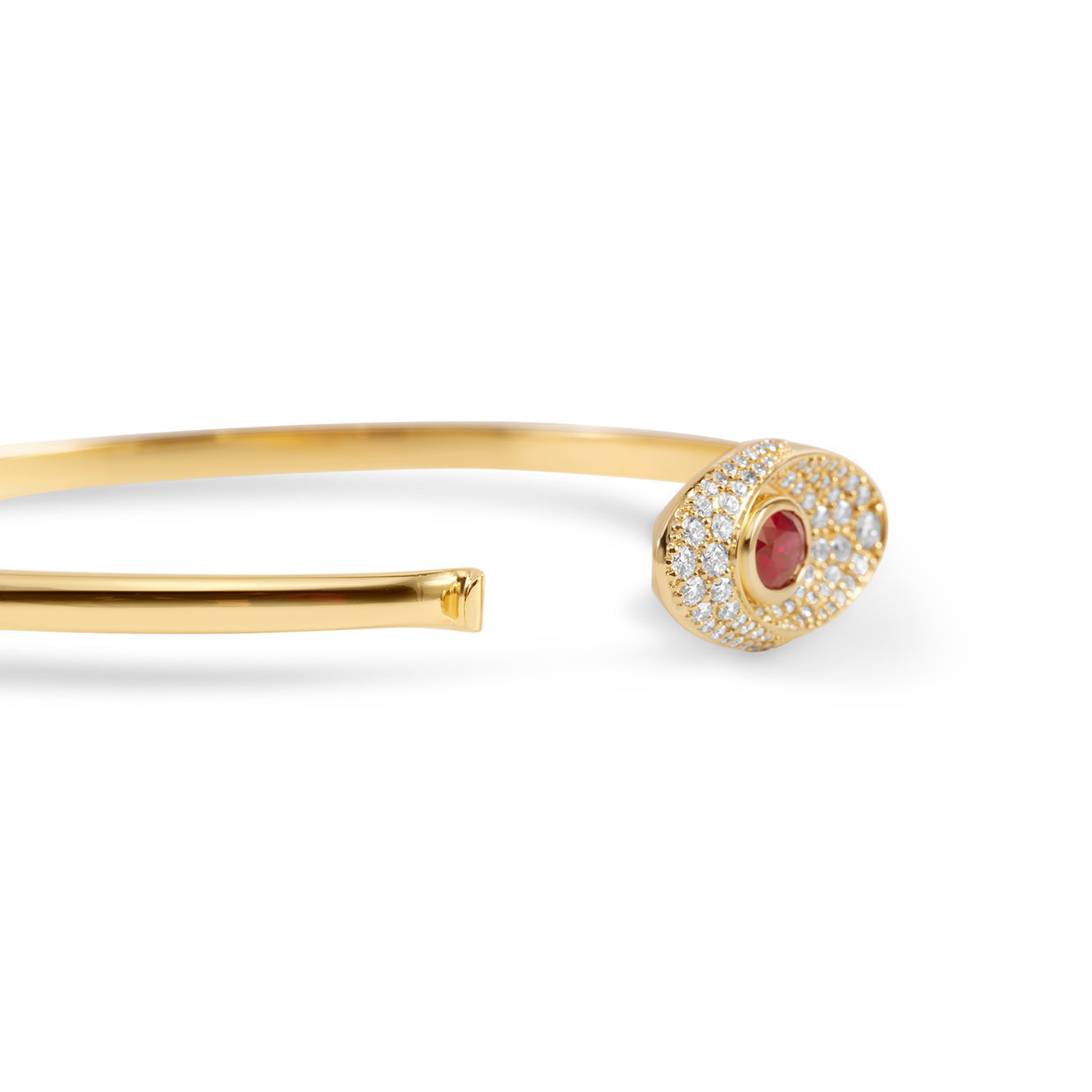 18K gold bangle with diamonds and ruby