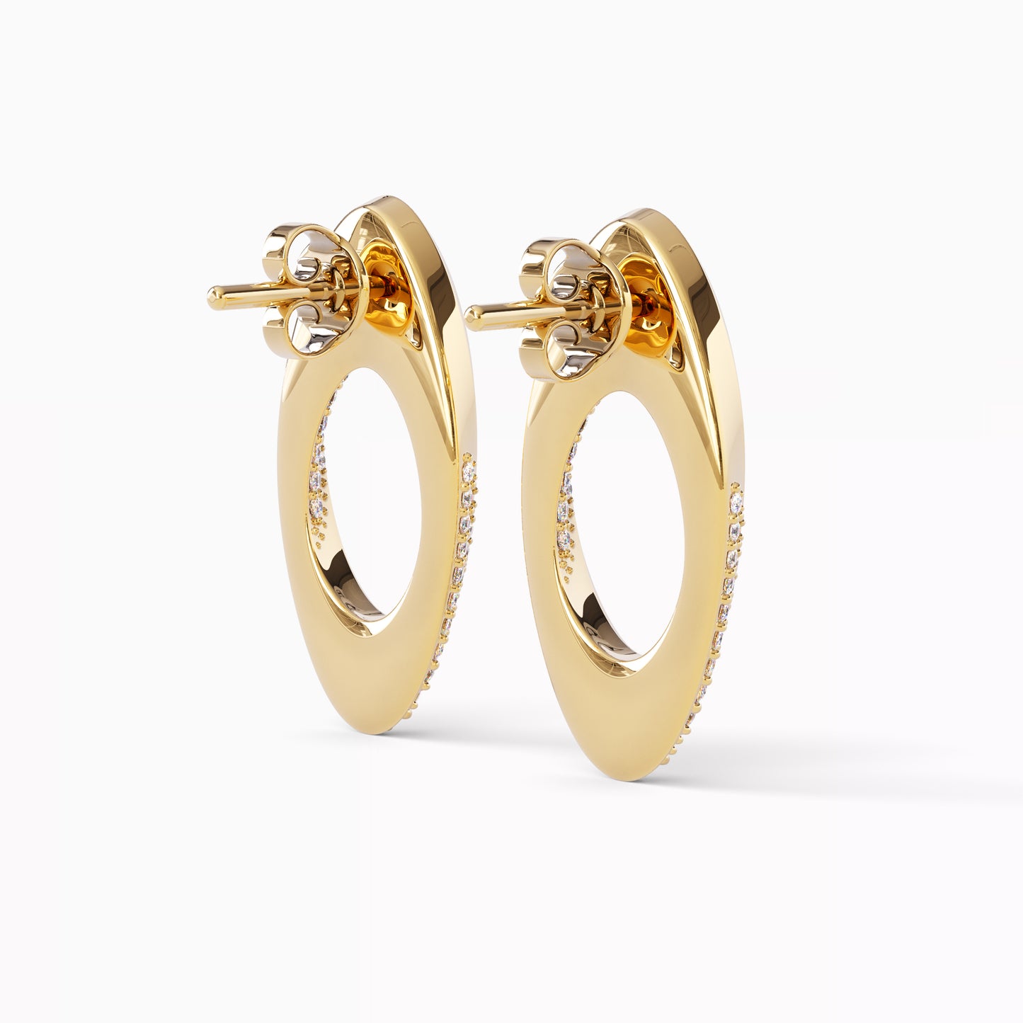 Swiss-Timepiece diamond bezel earrings | 18K Gold
