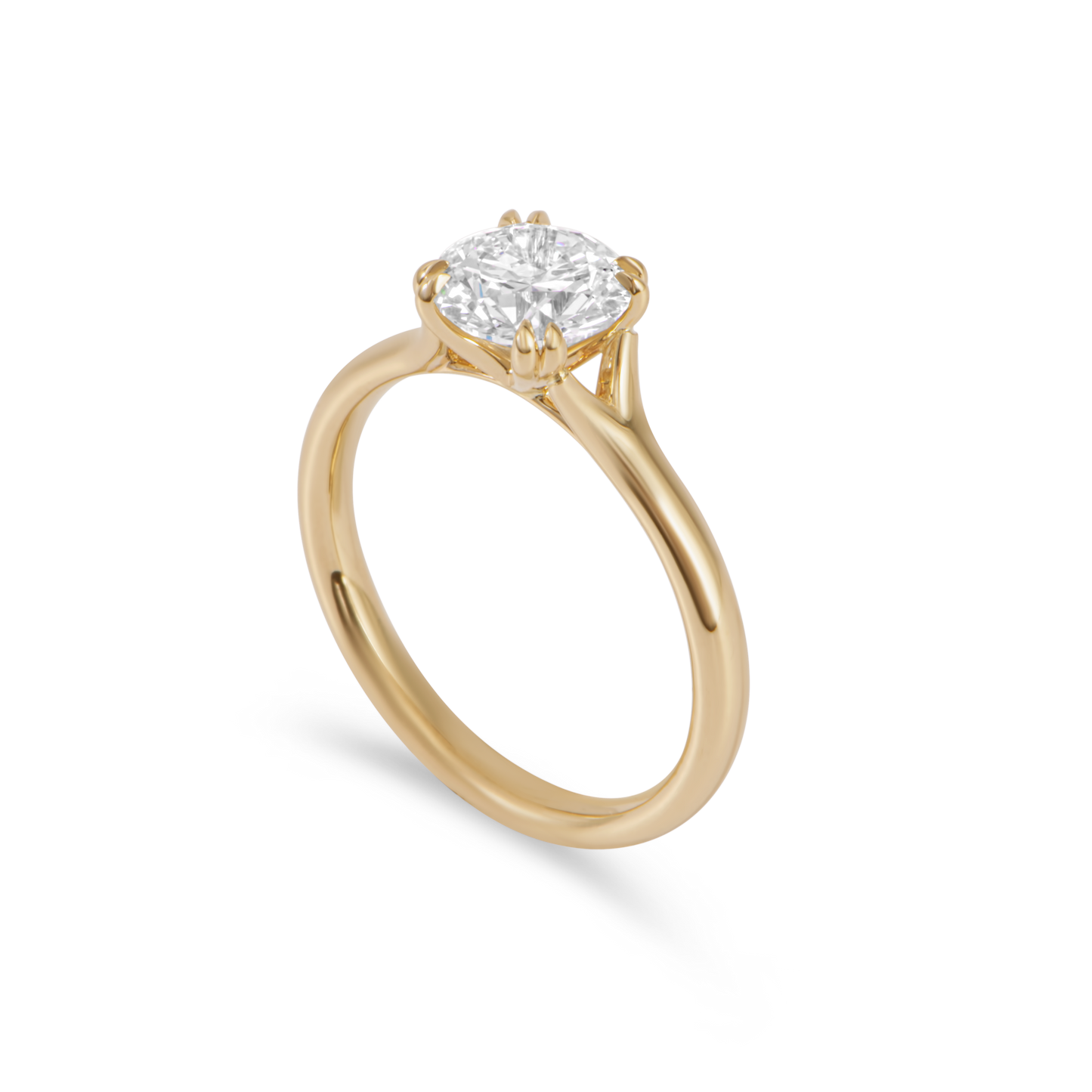 Round brilliant solitaire engagement ring | 14K Gold