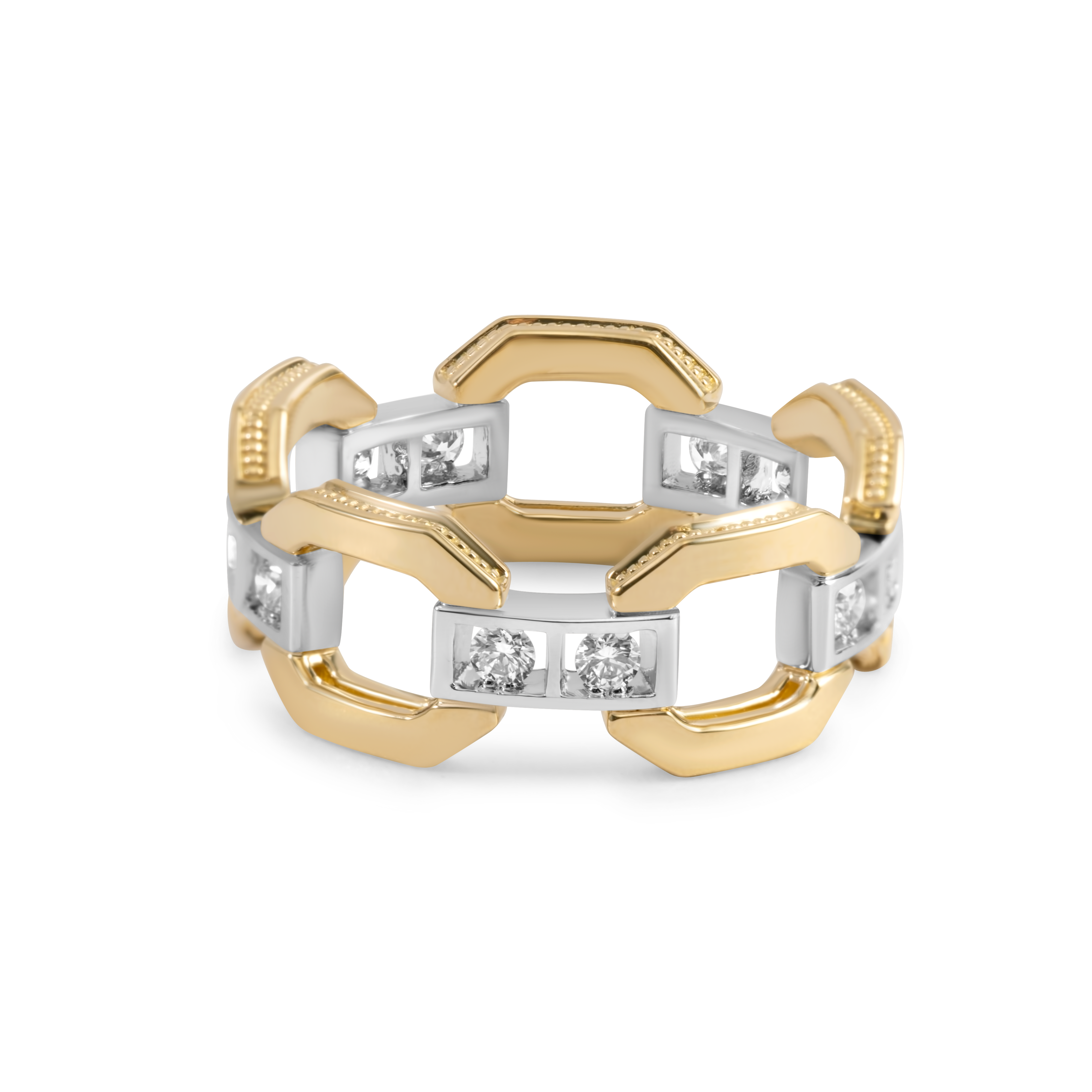 Mixed metal chain link ring | 18K Gold and Platinum