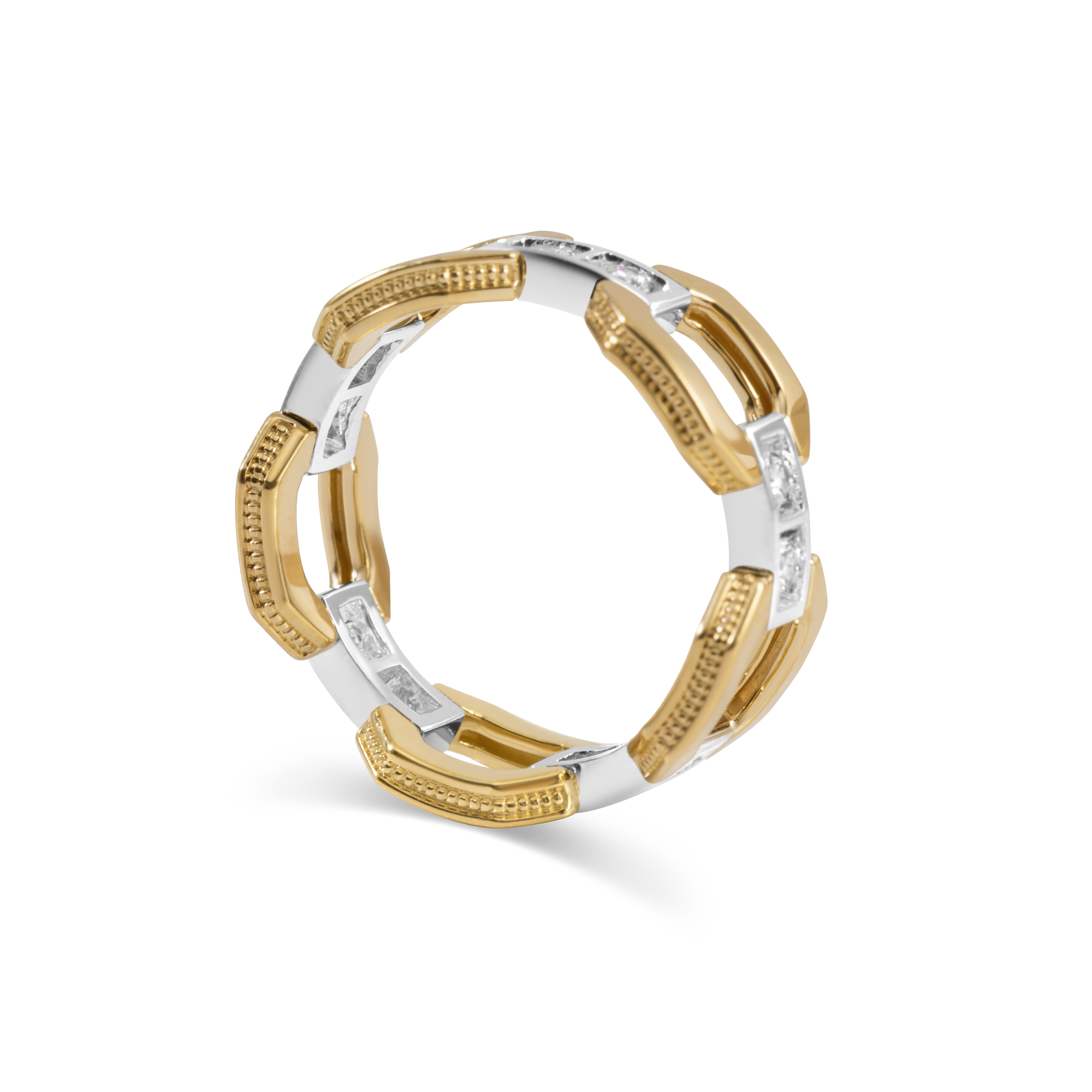 Mixed metal chain link ring | 18K Gold and Platinum