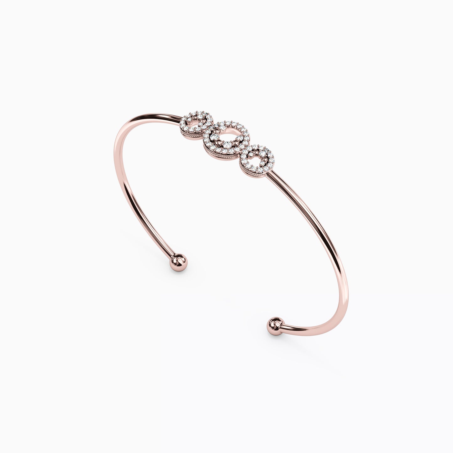 Diamond Shared Prong Cuff Bracelet in 14K Gold