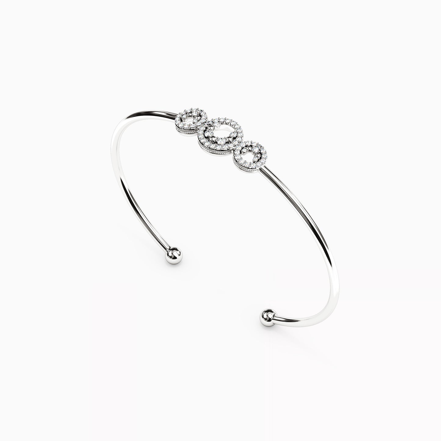 Diamond Shared Prong Cuff Bracelet in 14K Gold