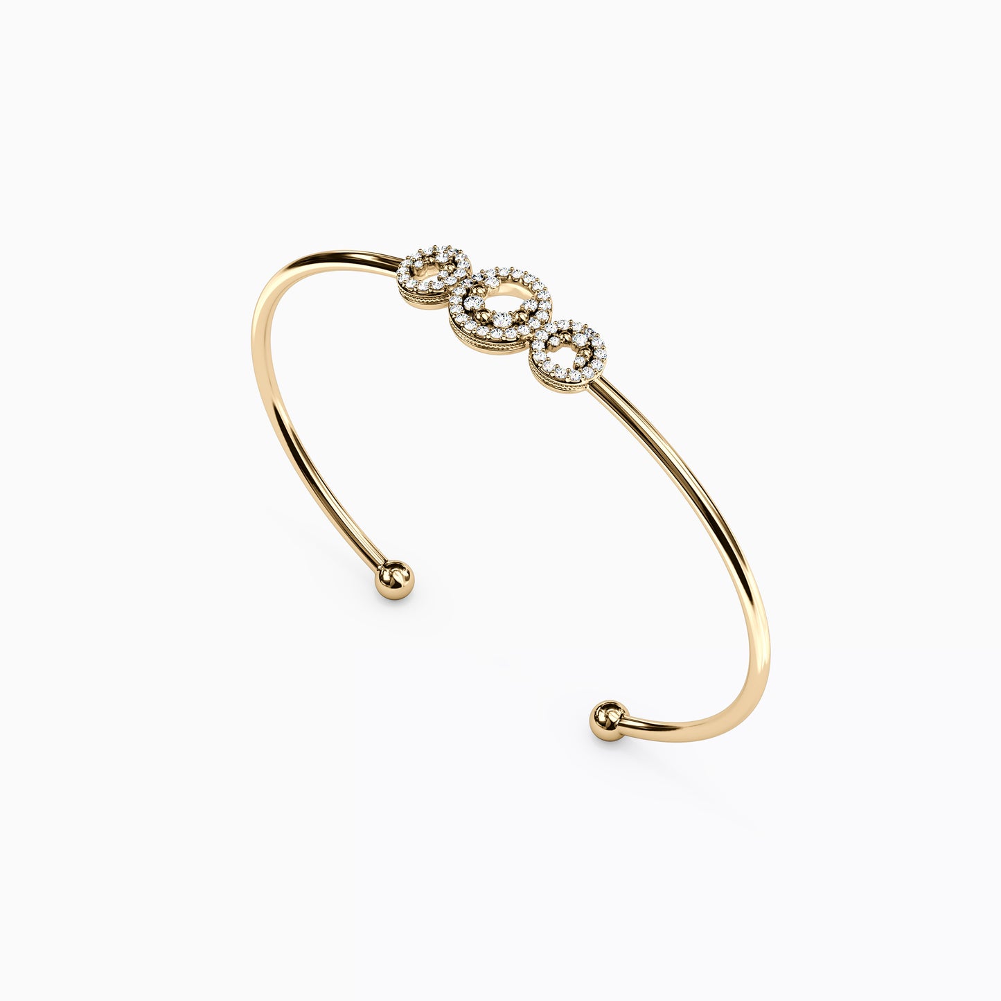 Diamond Shared Prong Cuff Bracelet in 14K Gold