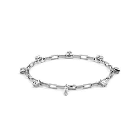 Paperclip Chain Charm Bracelet | Platinum and Diamonds