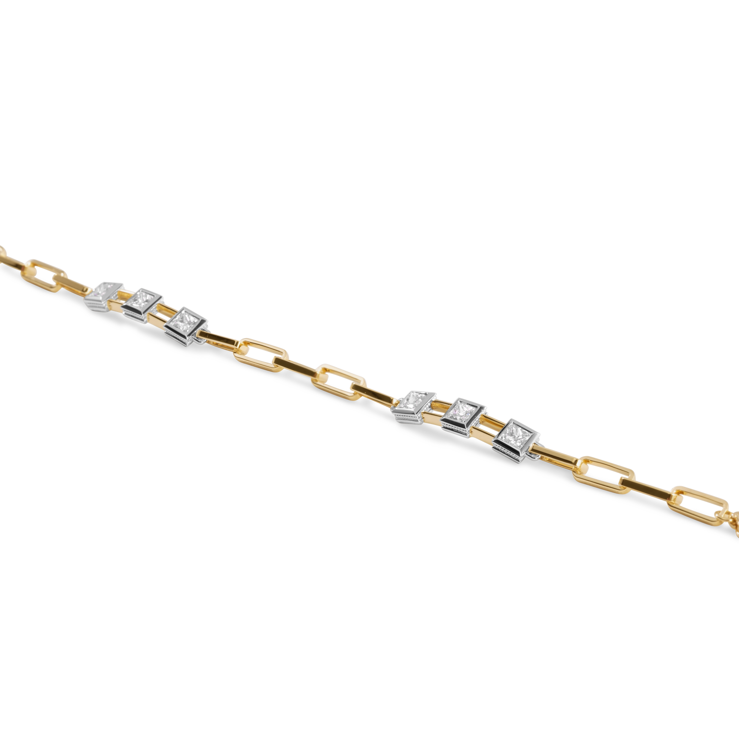 Diamond paperclip chain bracelet | 18K Gold