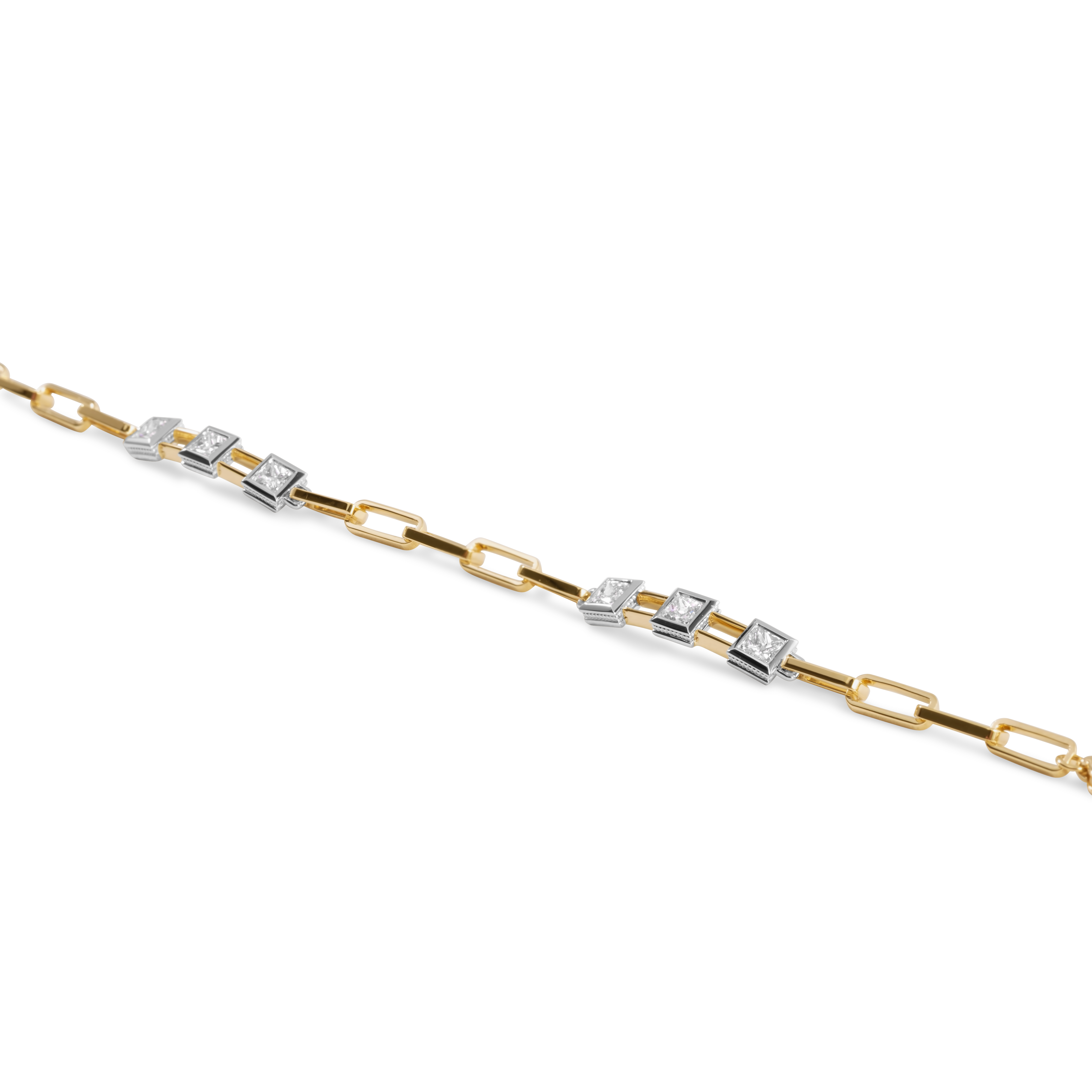 Diamond paperclip chain bracelet | 18K Gold
