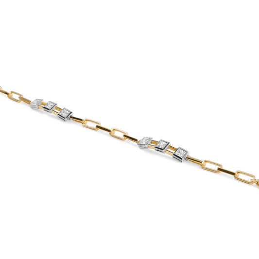 Diamond paperclip chain bracelet | 18K Gold