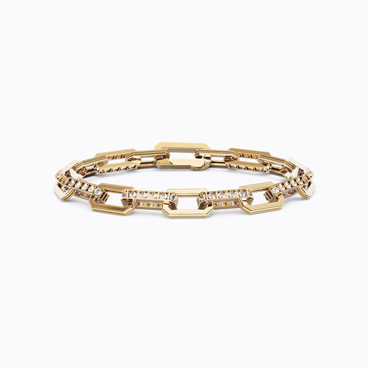 Link and Floating Diamond Bracelet in 18 Karat Gold with Diamonds