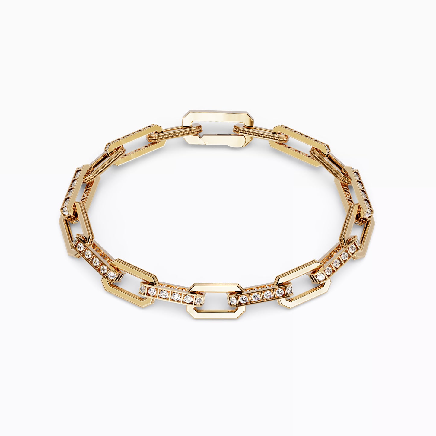 Link and Floating Diamond Bracelet in 18 Karat Gold with Diamonds