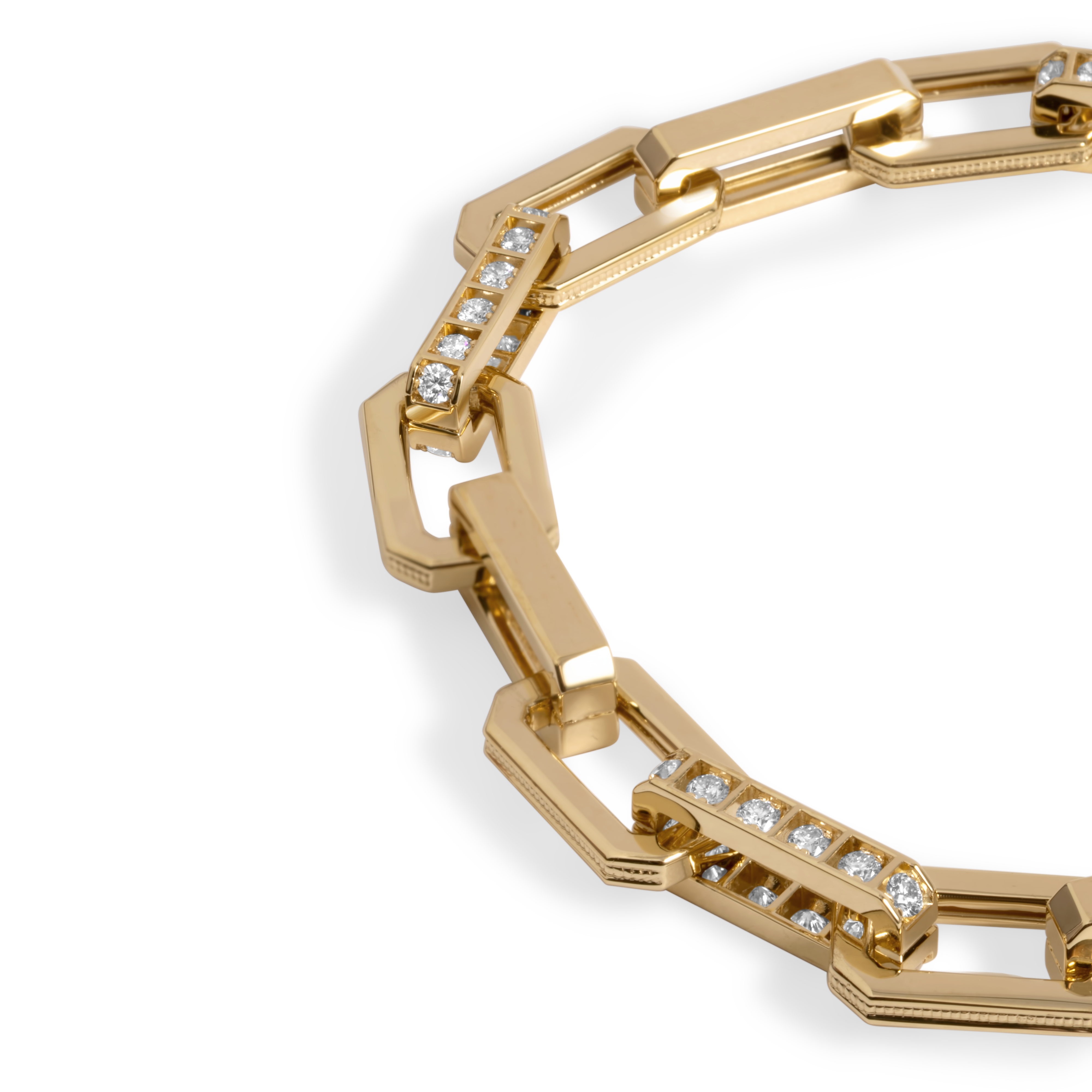 Diamond-Studded Gold Chain Bracelet | 18K Gold