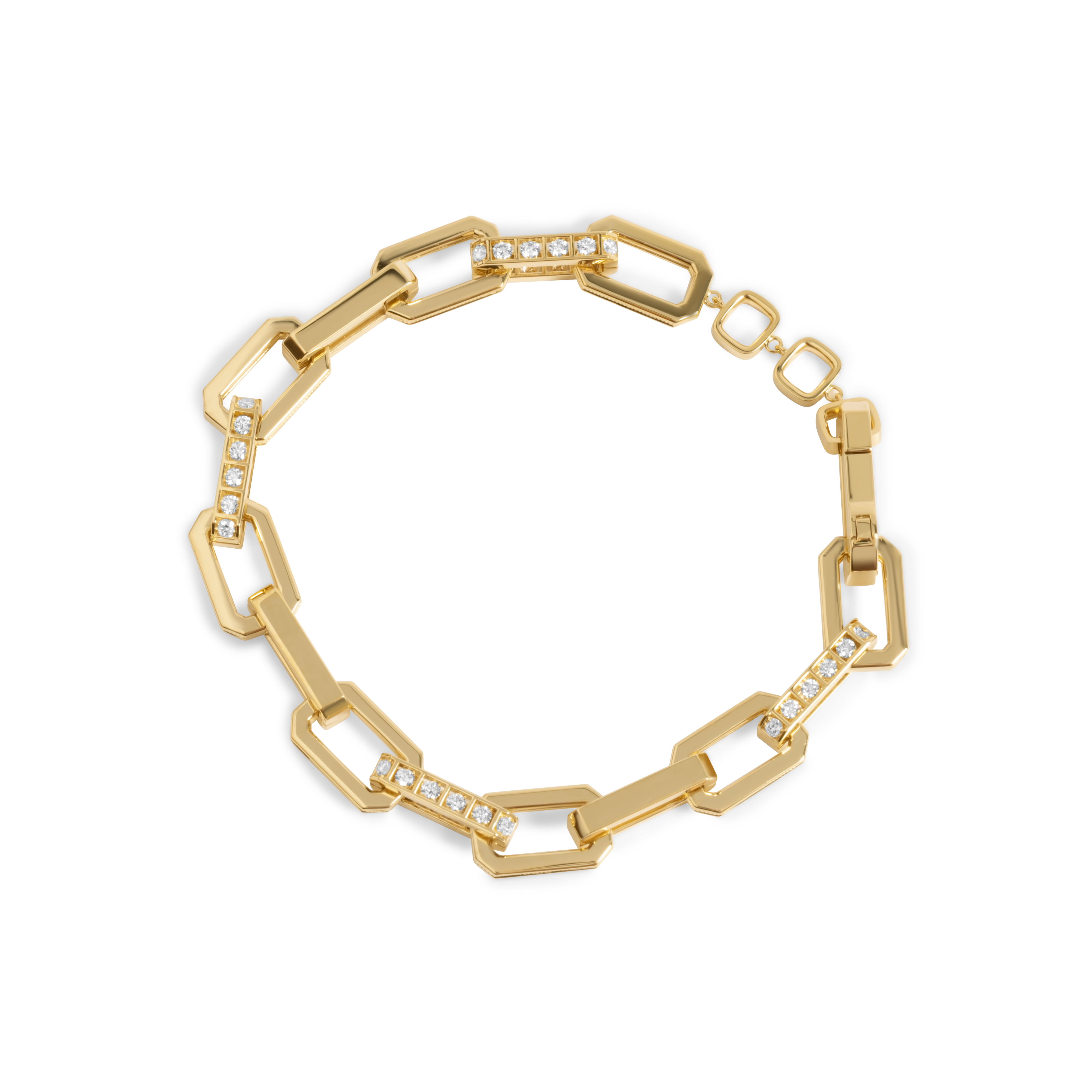 Diamond-Studded Gold Chain Bracelet | 18K Gold