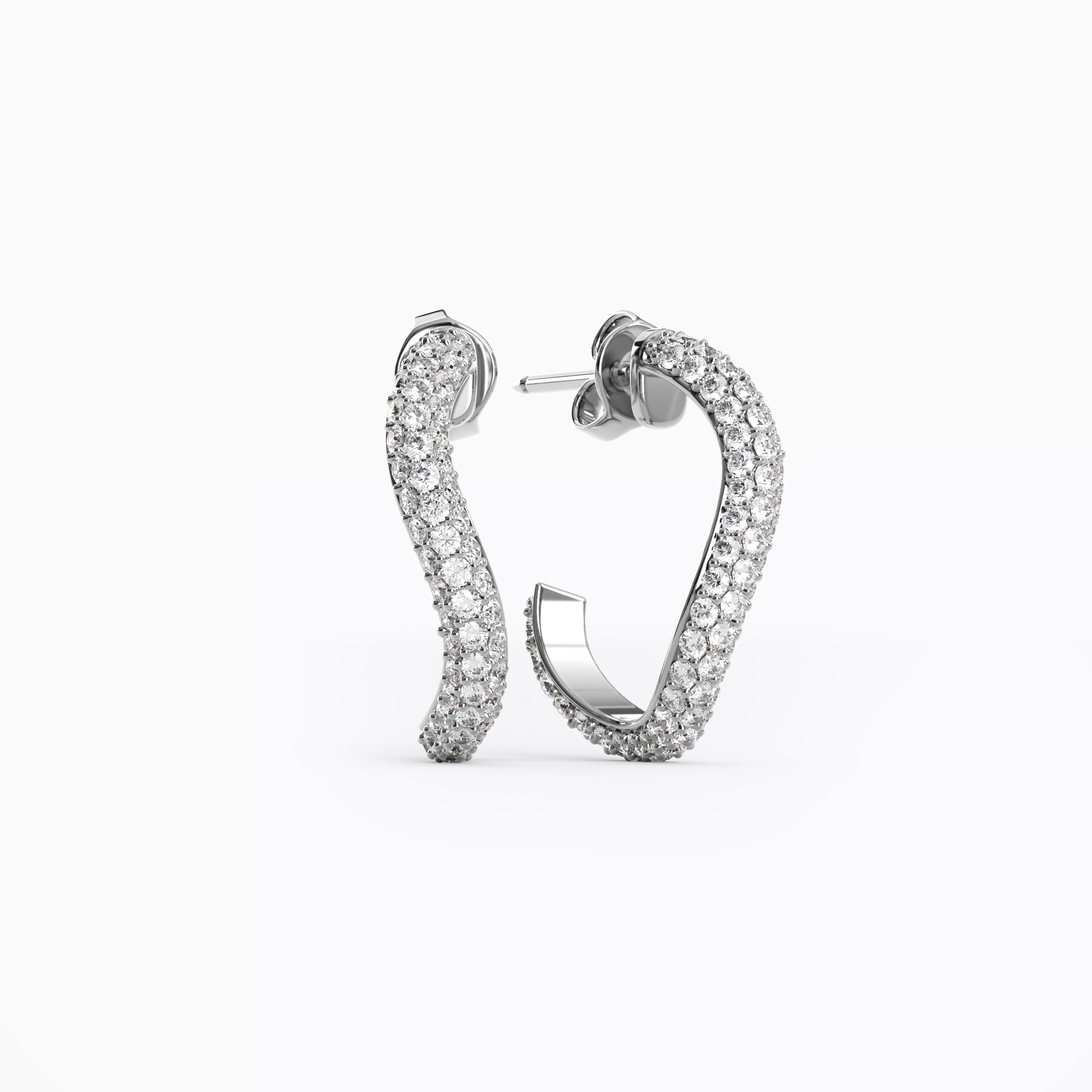 Boucles d'oreilles créoles ouvertes serties de diamants | Or 18 carats