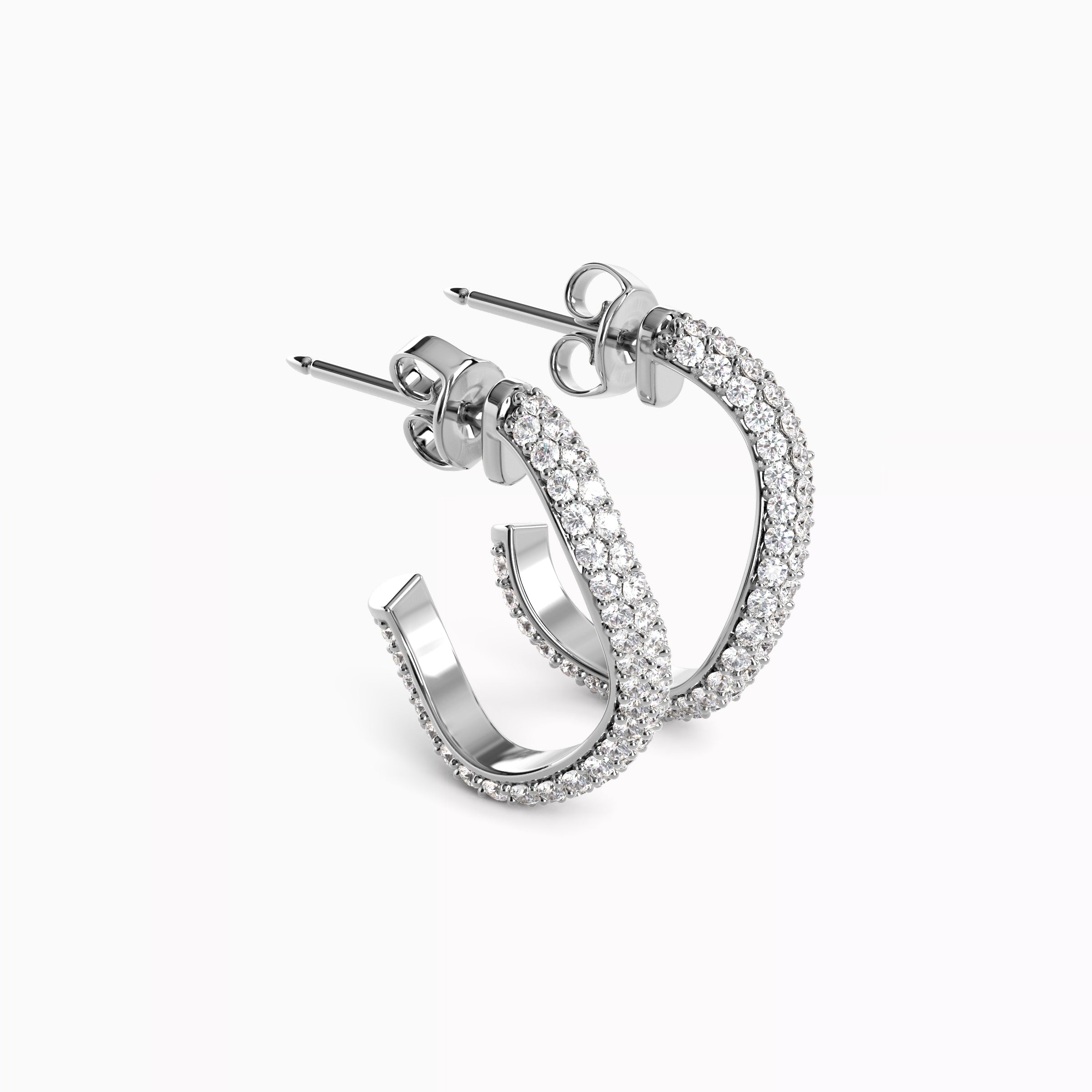 Boucles d'oreilles créoles ouvertes serties de diamants | Or 18 carats