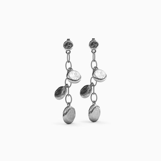 Textured Bean Drop Earrings in Sterling Silver