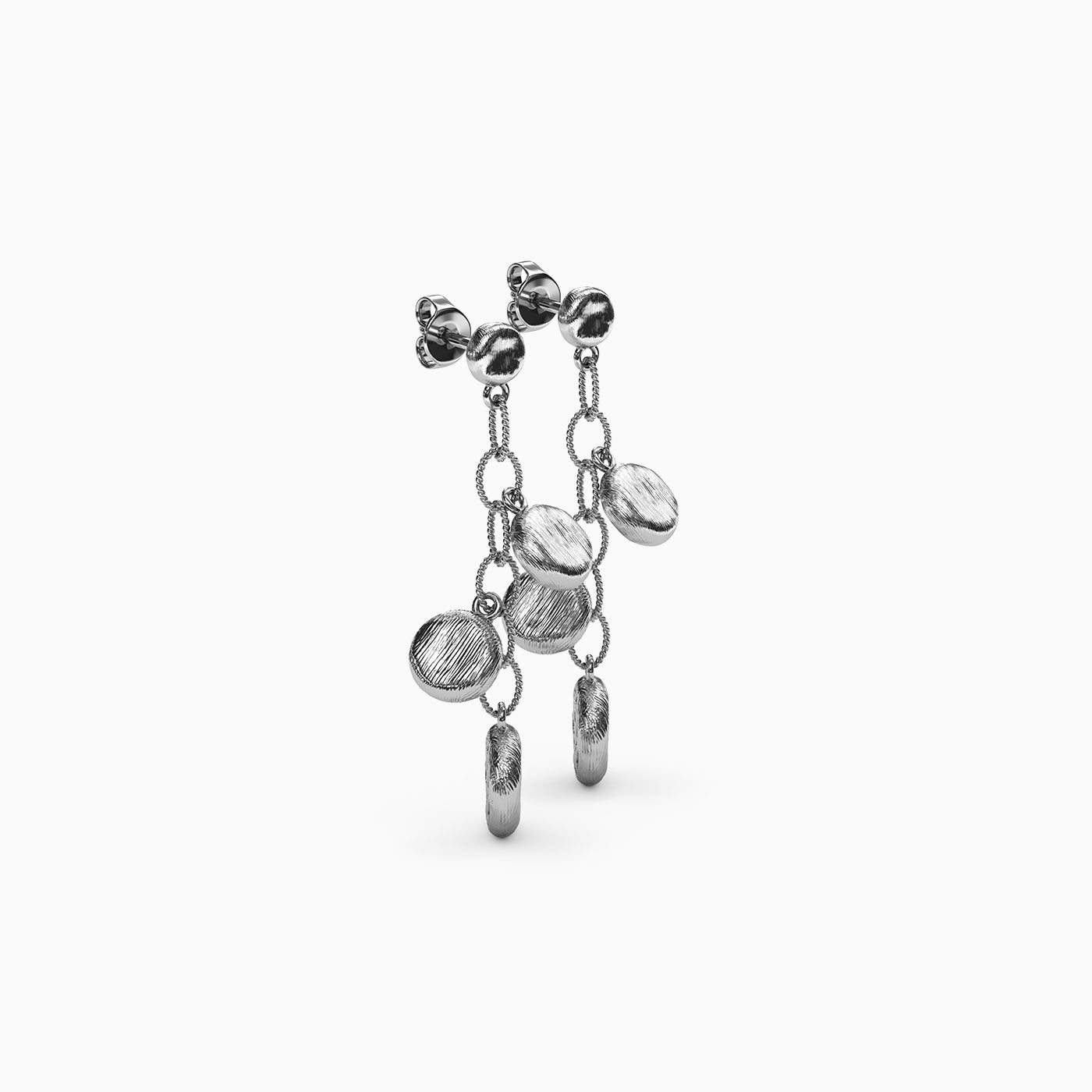 Textured Bean Drop Earrings in Sterling Silver