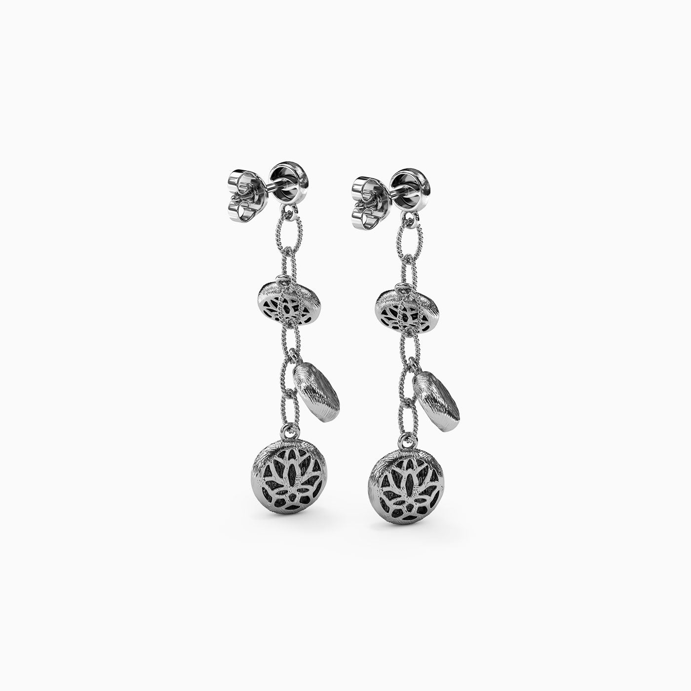 Textured Bean Drop Earrings in Sterling Silver
