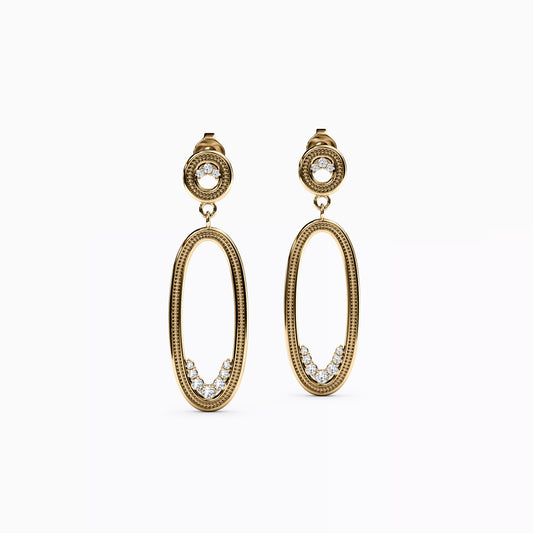 Shared Prong Graduated Gemstone Hoop Earrings in 14K Gold With Diamonds