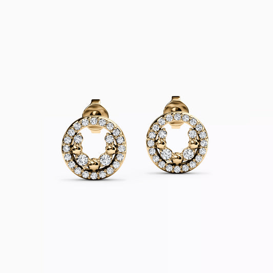 Shared Prong Halo Pendant Earrings in 14K Gold With Diamonds