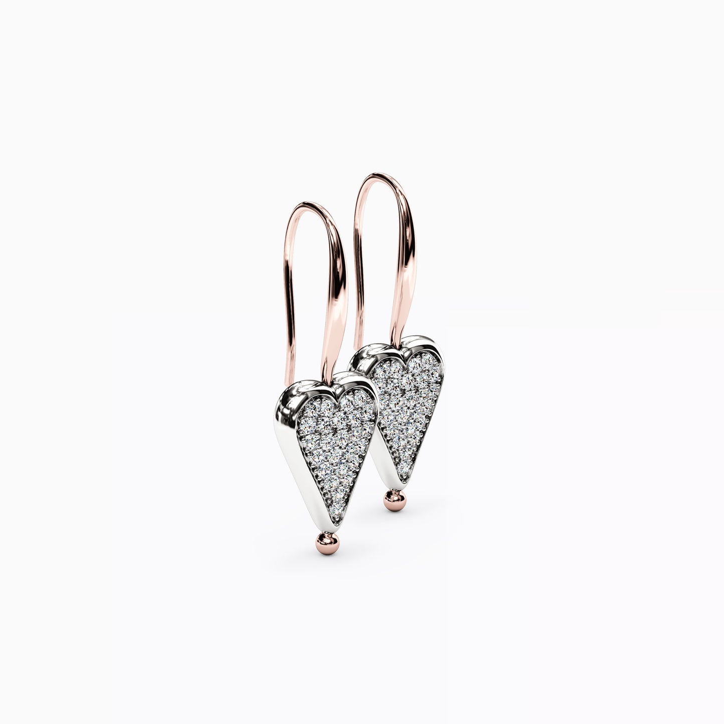 Rare Natural Red Spinel and Diamond Two Sided Spinning Heart Drop Earrings in 14K Gold