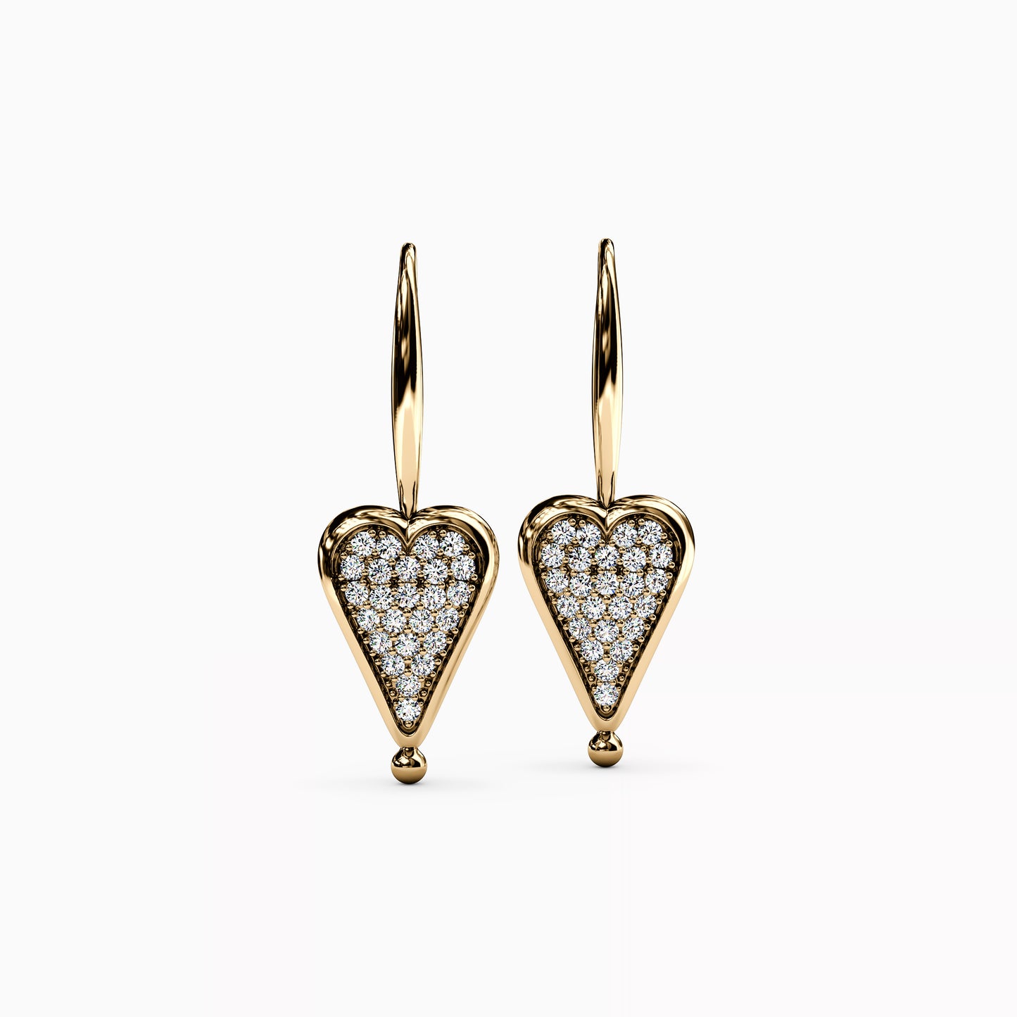 Rare Natural Red Spinel and Diamond Two Sided Spinning Heart Drop Earrings in 14K Gold
