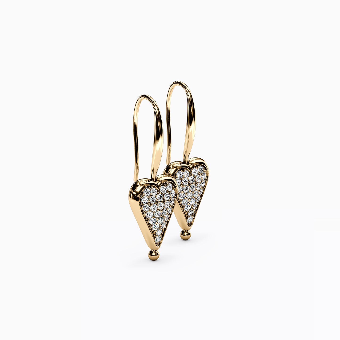 Rare Natural Red Spinel and Diamond Two Sided Spinning Heart Drop Earrings in 14K Gold