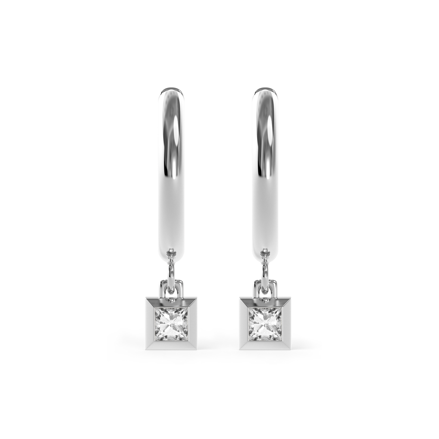 Diamond stud hoop earrings | Platinum