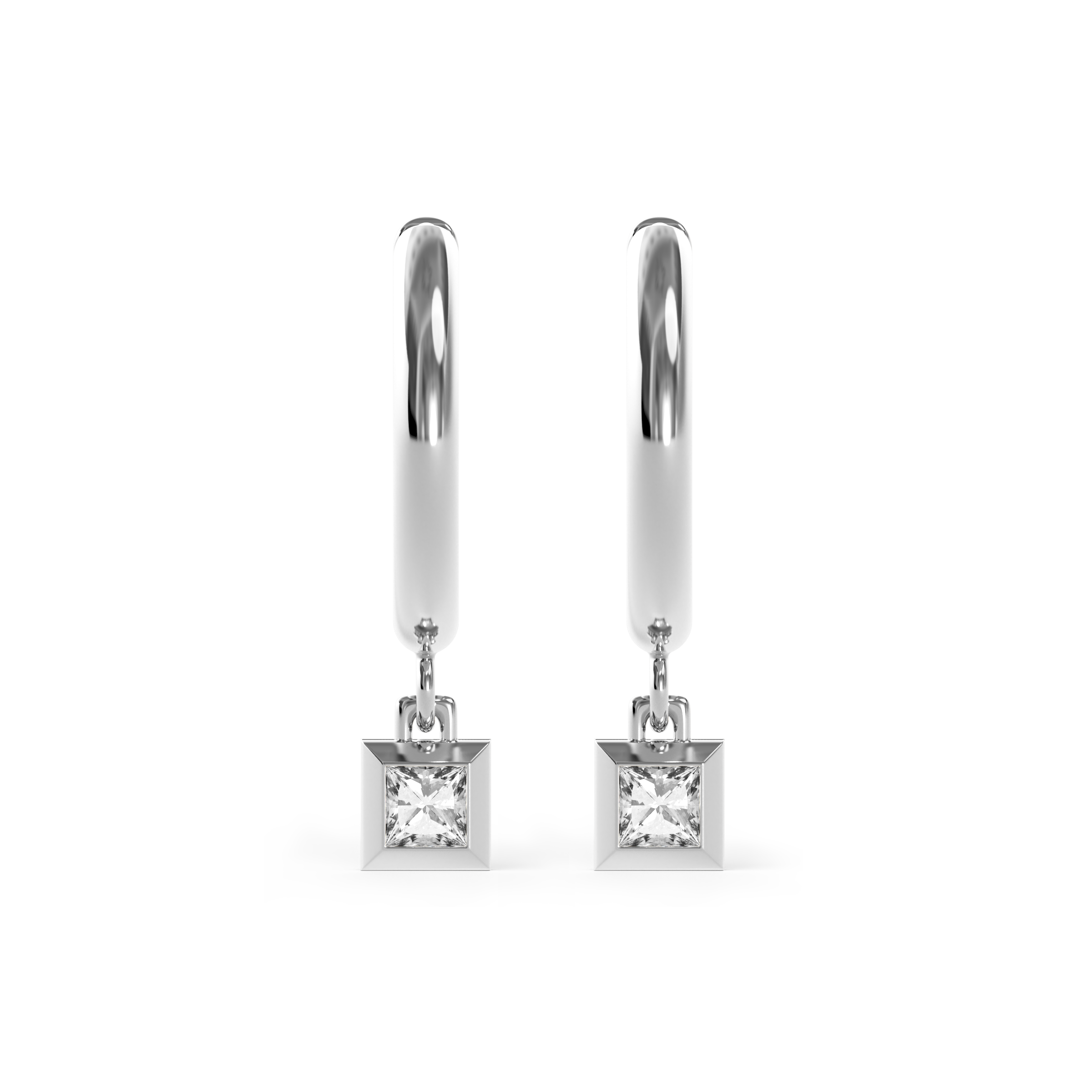 Boucles d'oreilles créoles à diamants | Platine