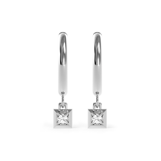 Diamond stud hoop earrings | Platinum
