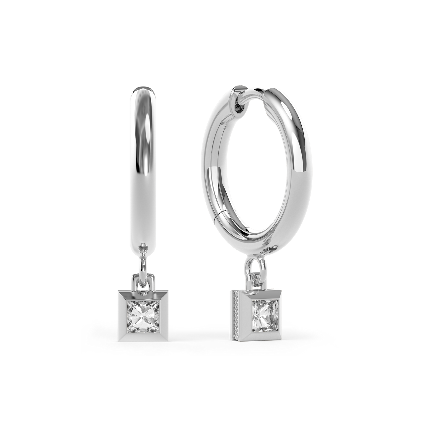 Diamond stud hoop earrings | Platinum