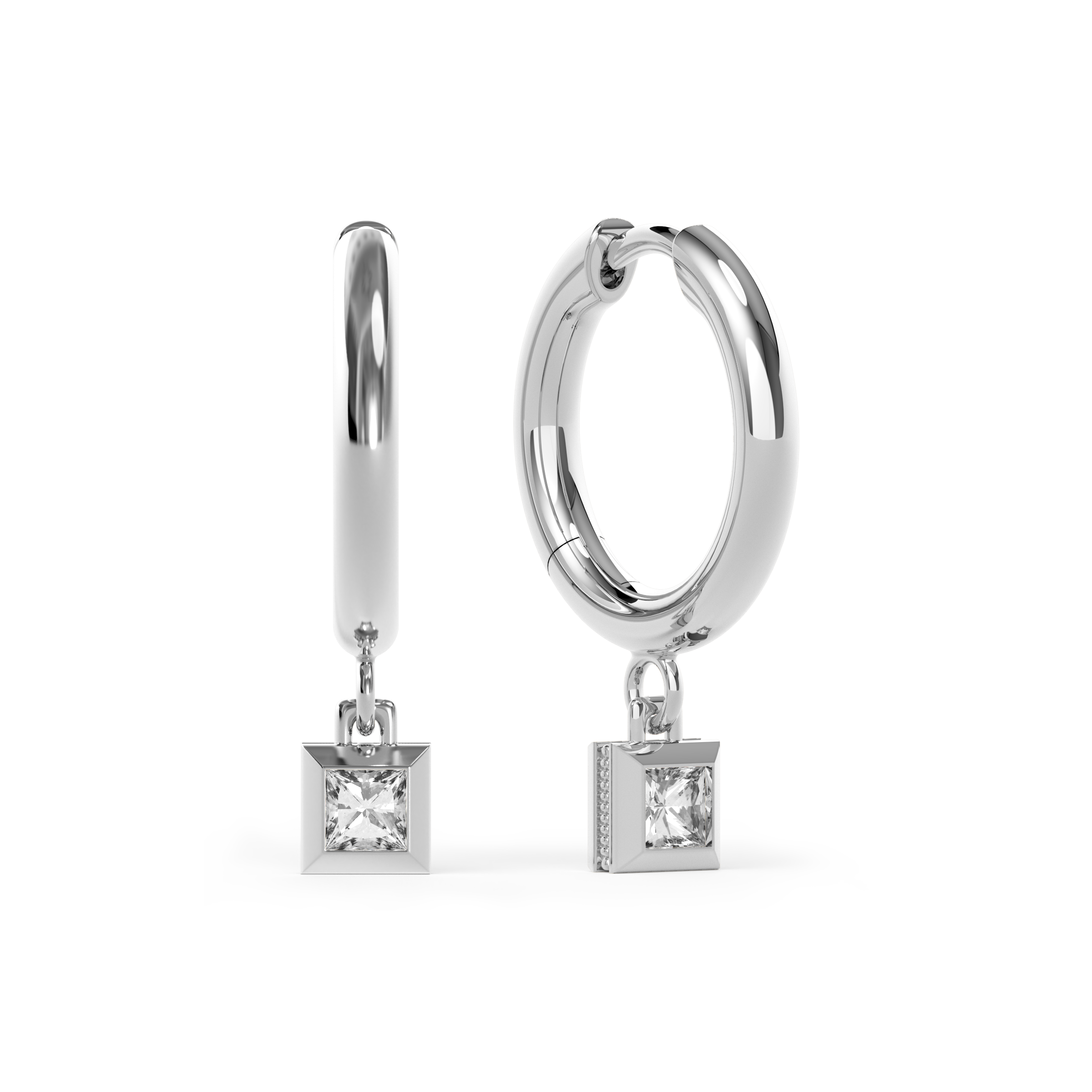 Boucles d'oreilles créoles à diamants | Platine