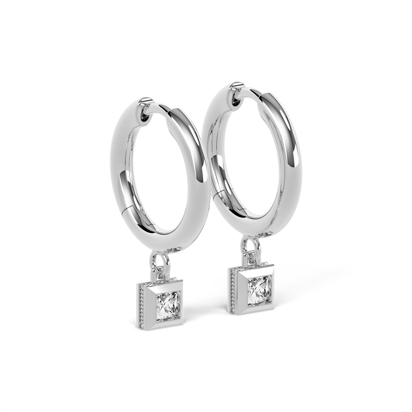 Diamond stud hoop earrings | Platinum