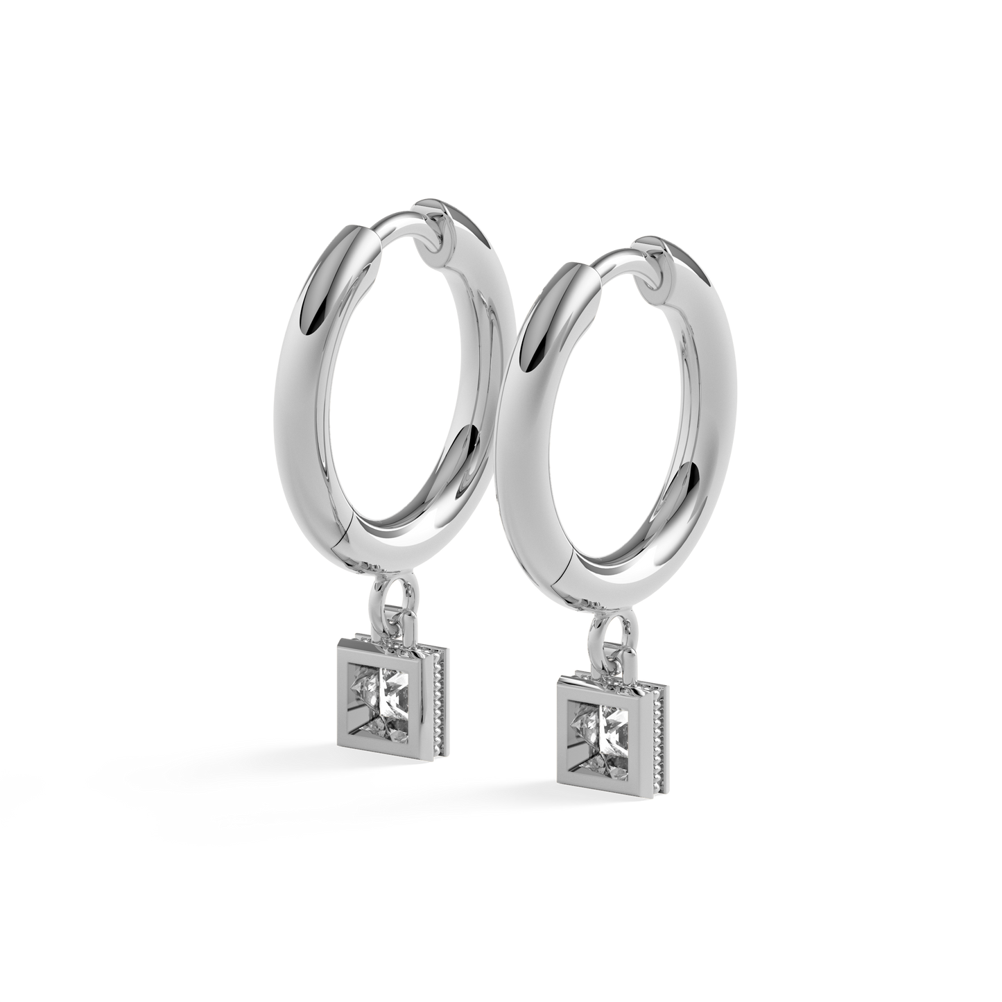 Diamond stud hoop earrings | Platinum