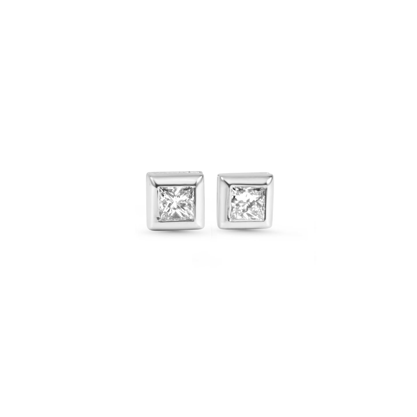 Geometric Stud Earrings | Platinum with Diamonds