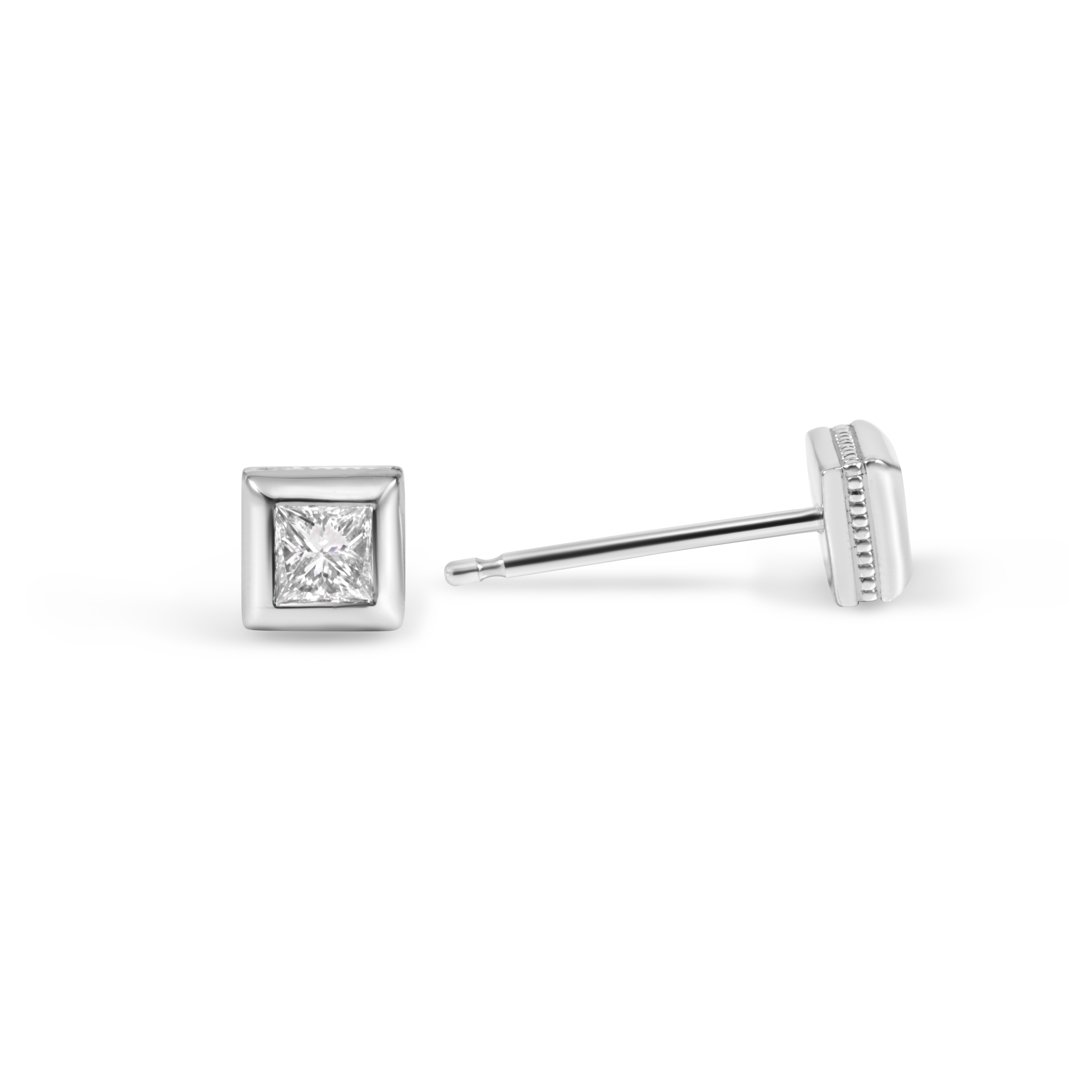 Boucles d'oreilles clous géométriques | Platine et diamants