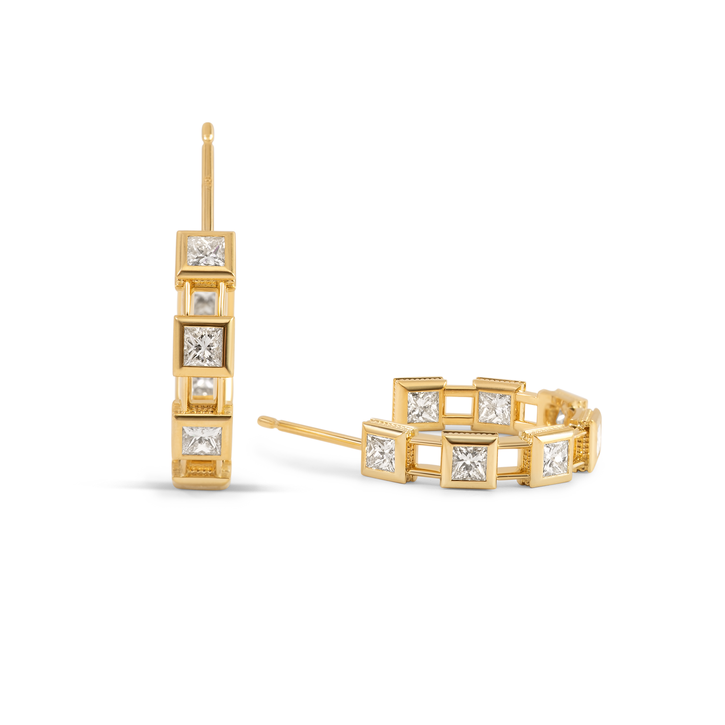 Hoop Earrings 18K Gold with Diamonds
