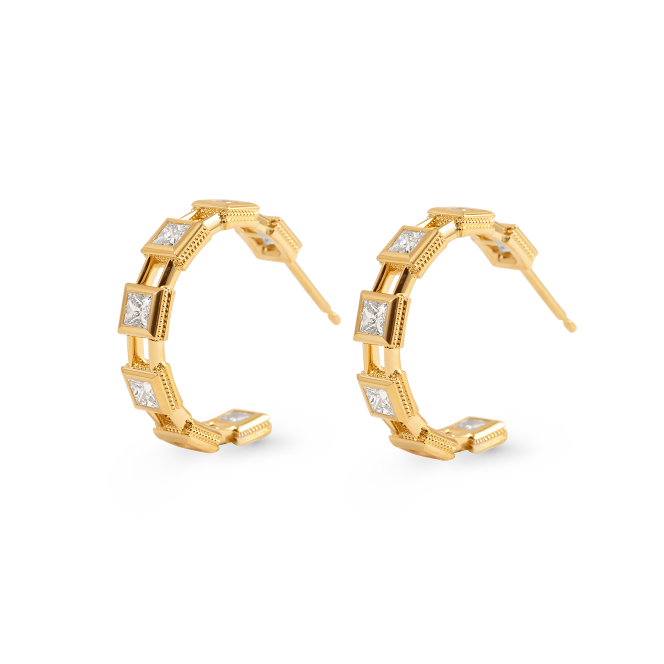 Hoop Earrings 18K Gold with Diamonds