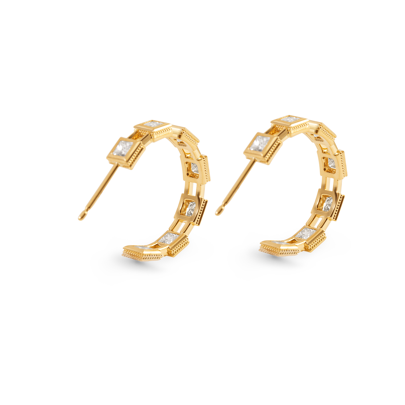 Hoop Earrings 18K Gold with Diamonds