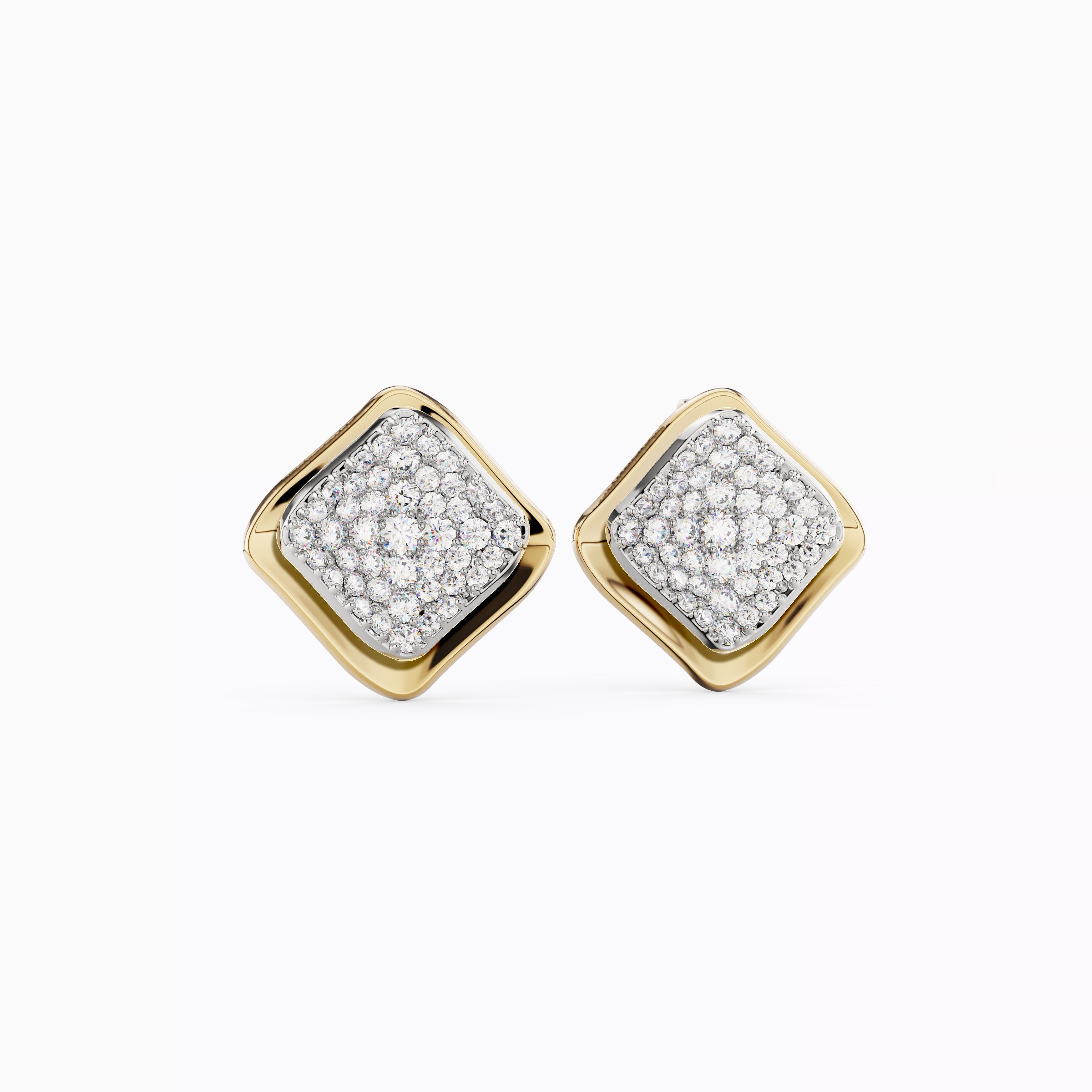 Boucles d'oreilles pendantes bicolores à diamants flottants en or 18 carats | Platine