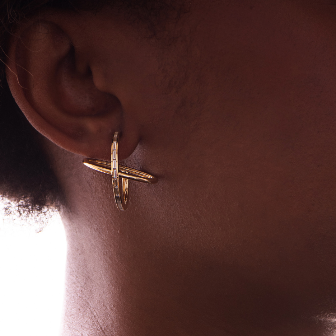 Orbital diamond hoop earrings | 18K Gold