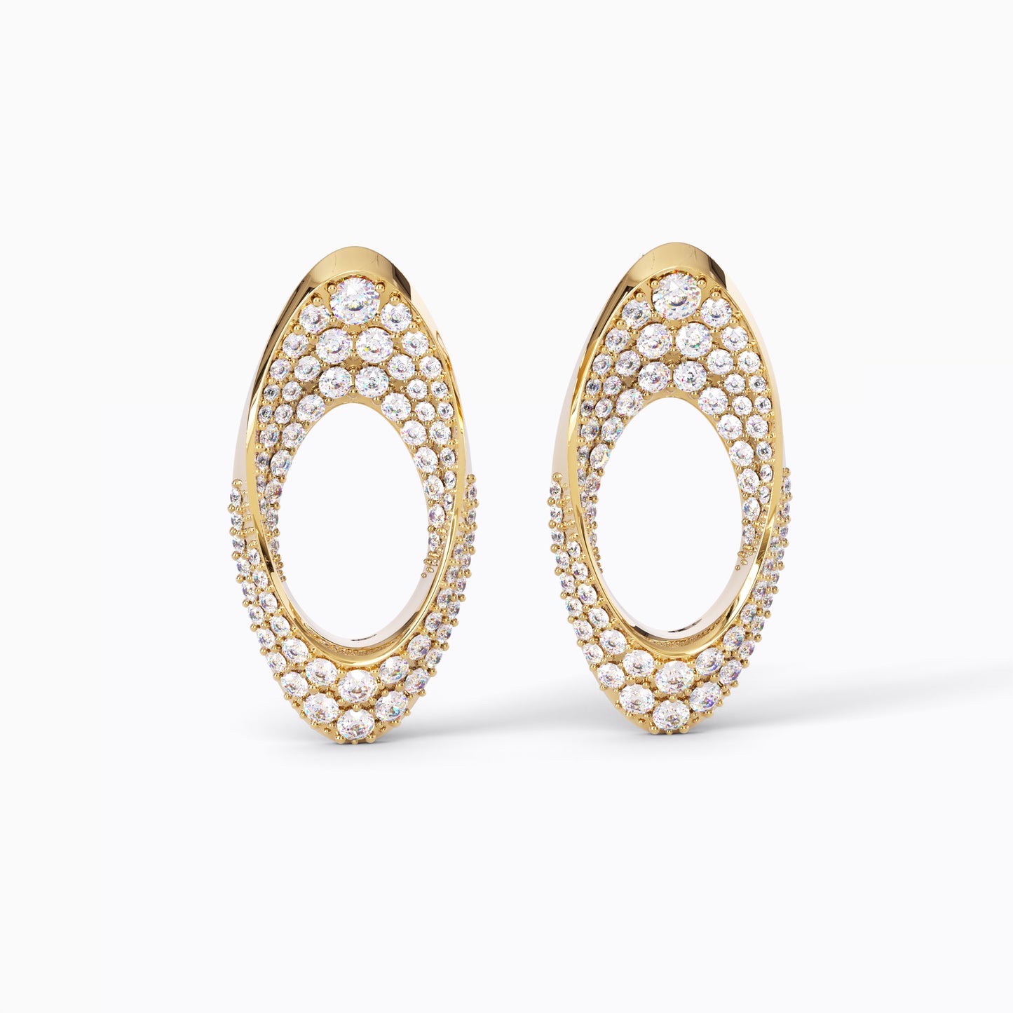 Swiss-Timepiece diamond bezel earrings | 18K Gold