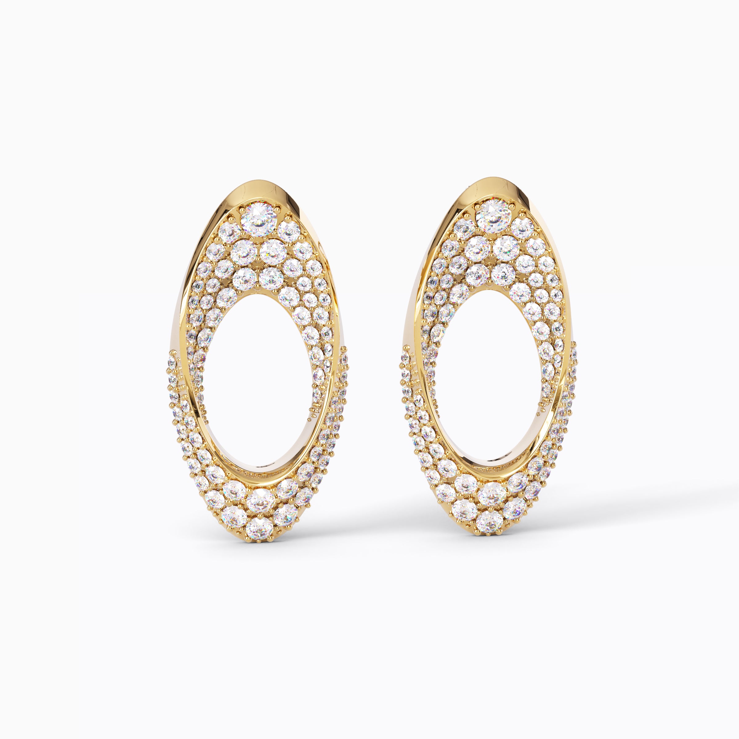 Boucles d'oreilles serties de diamants Swiss-Timepiece | Or 18 carats