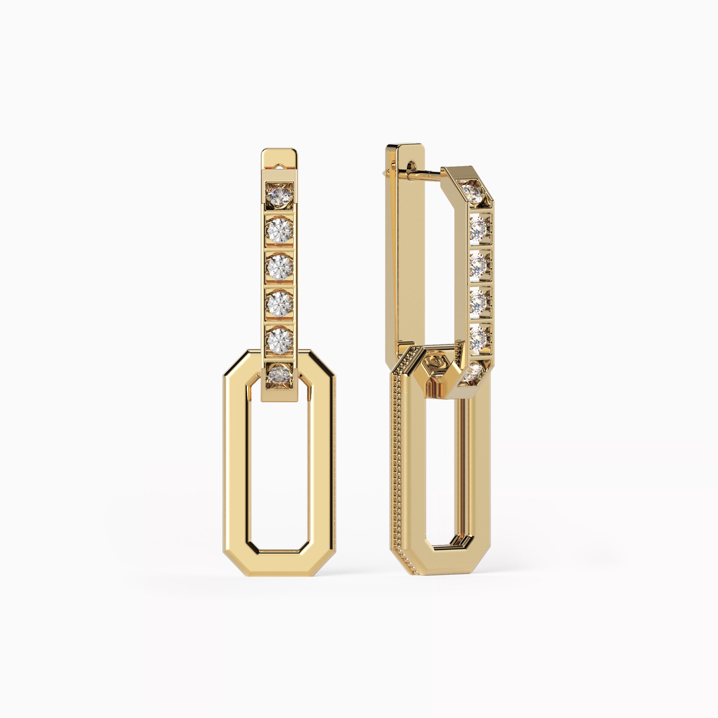 2-in-1 convertible design gold chain earrings
