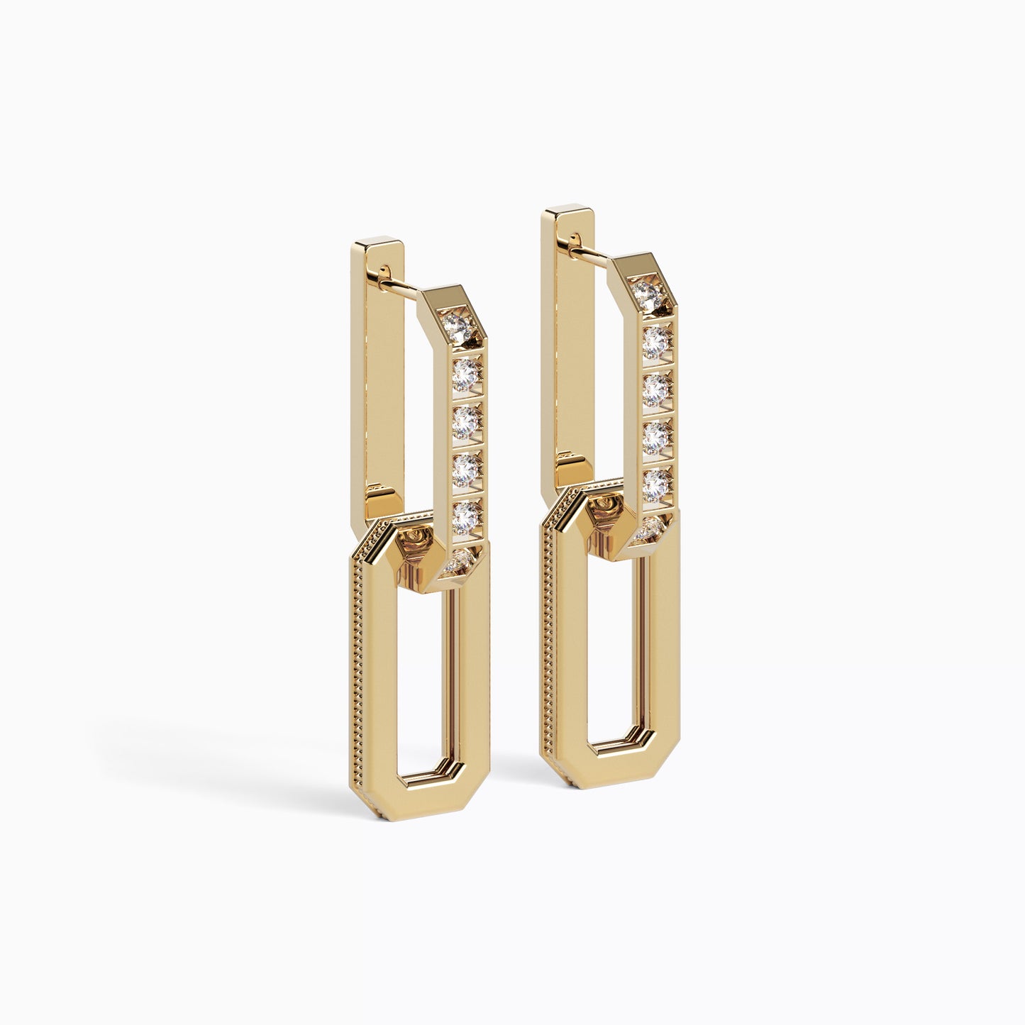 Versa Chain Link Pendant Earrings in 18K Yellow Gold with Diamonds