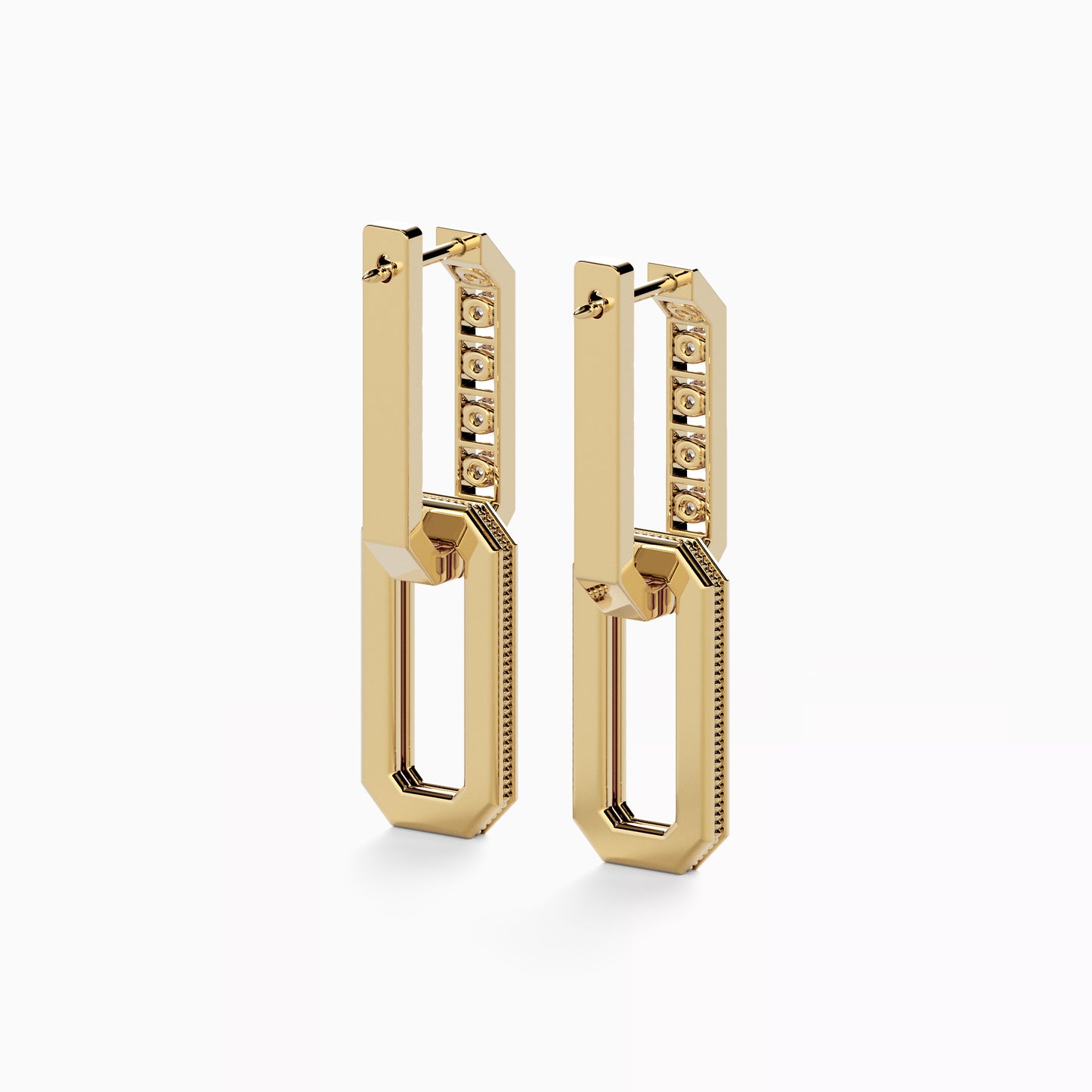 Versa Chain Link Pendant Earrings in 18K Yellow Gold with Diamonds