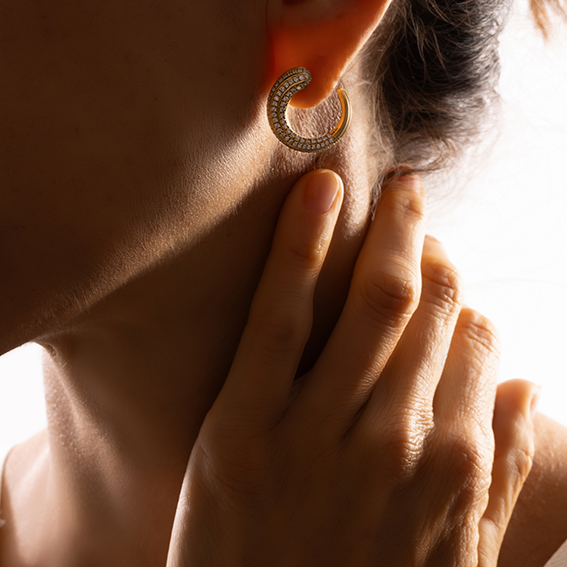 Diamond hoop earrings | 18K Gold