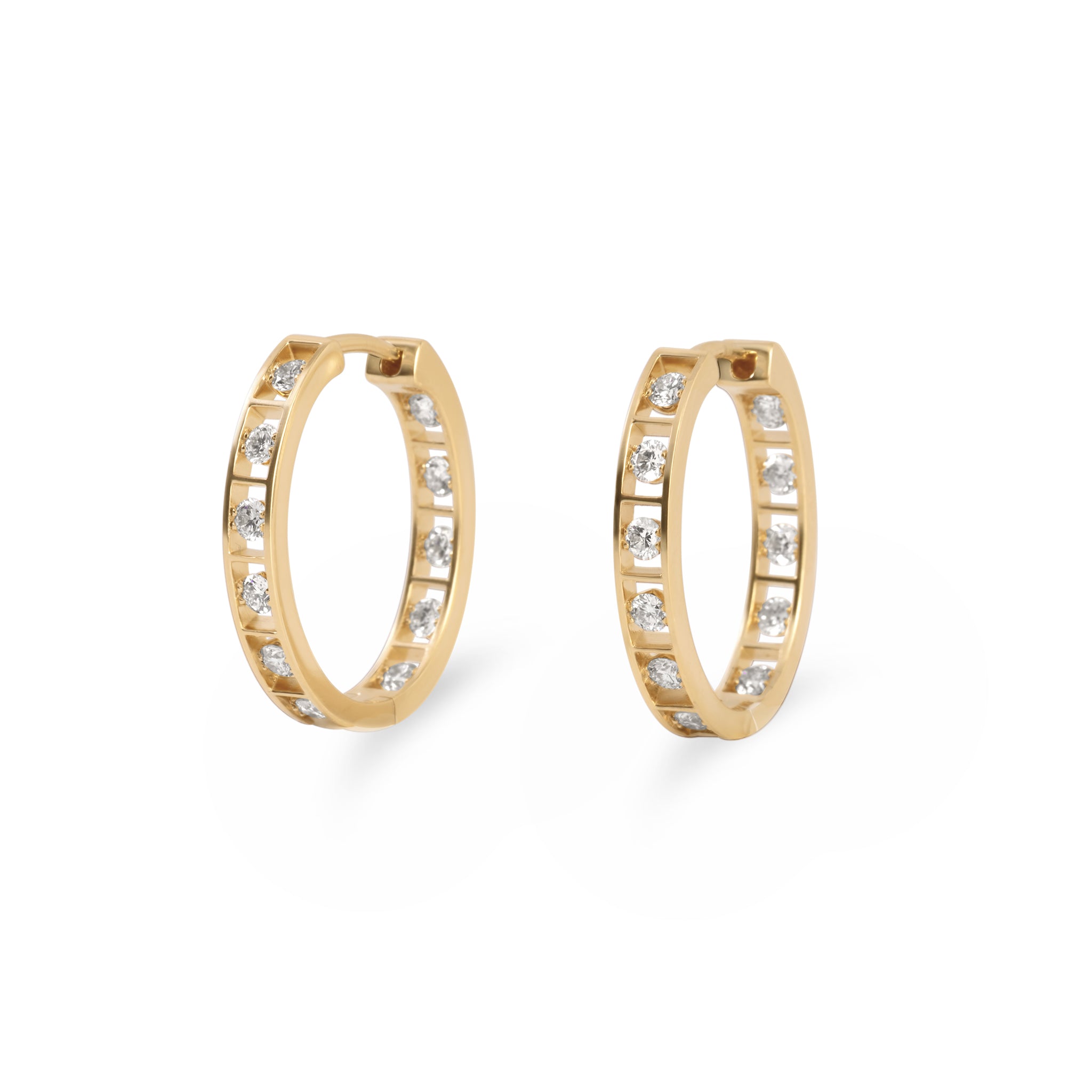 Boucles d'oreilles créoles serties en canal | Or 18 carats
