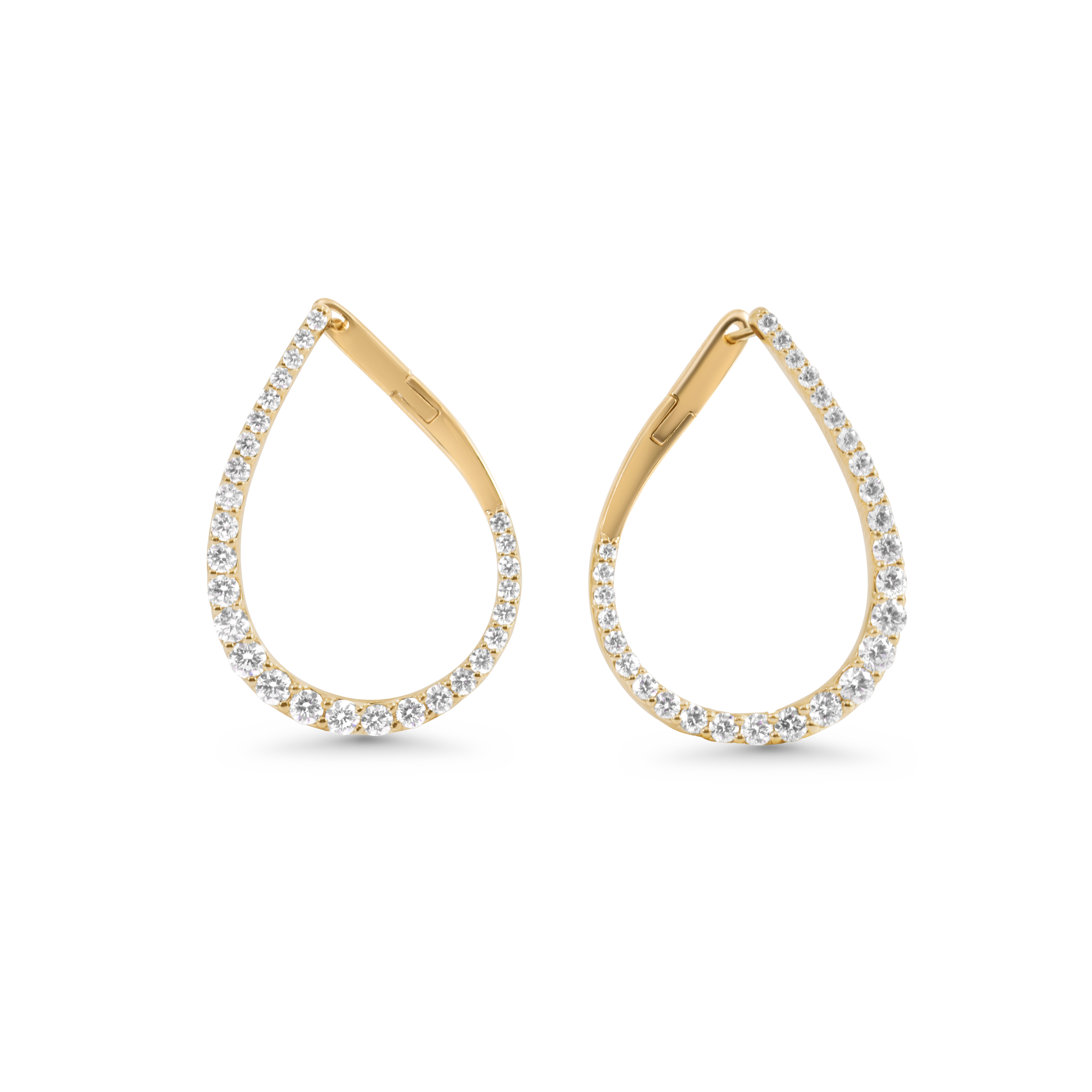 Diamond teardrop hoop earrings | 14K Gold