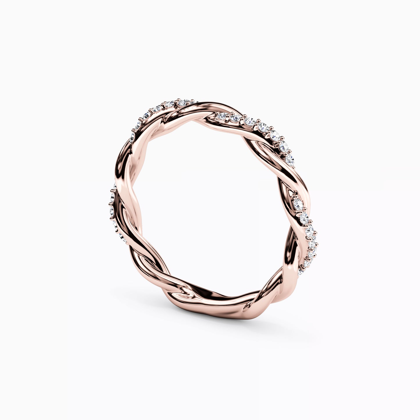 Twist Diamond Florentine Wedding Band Ring in 14K Gold