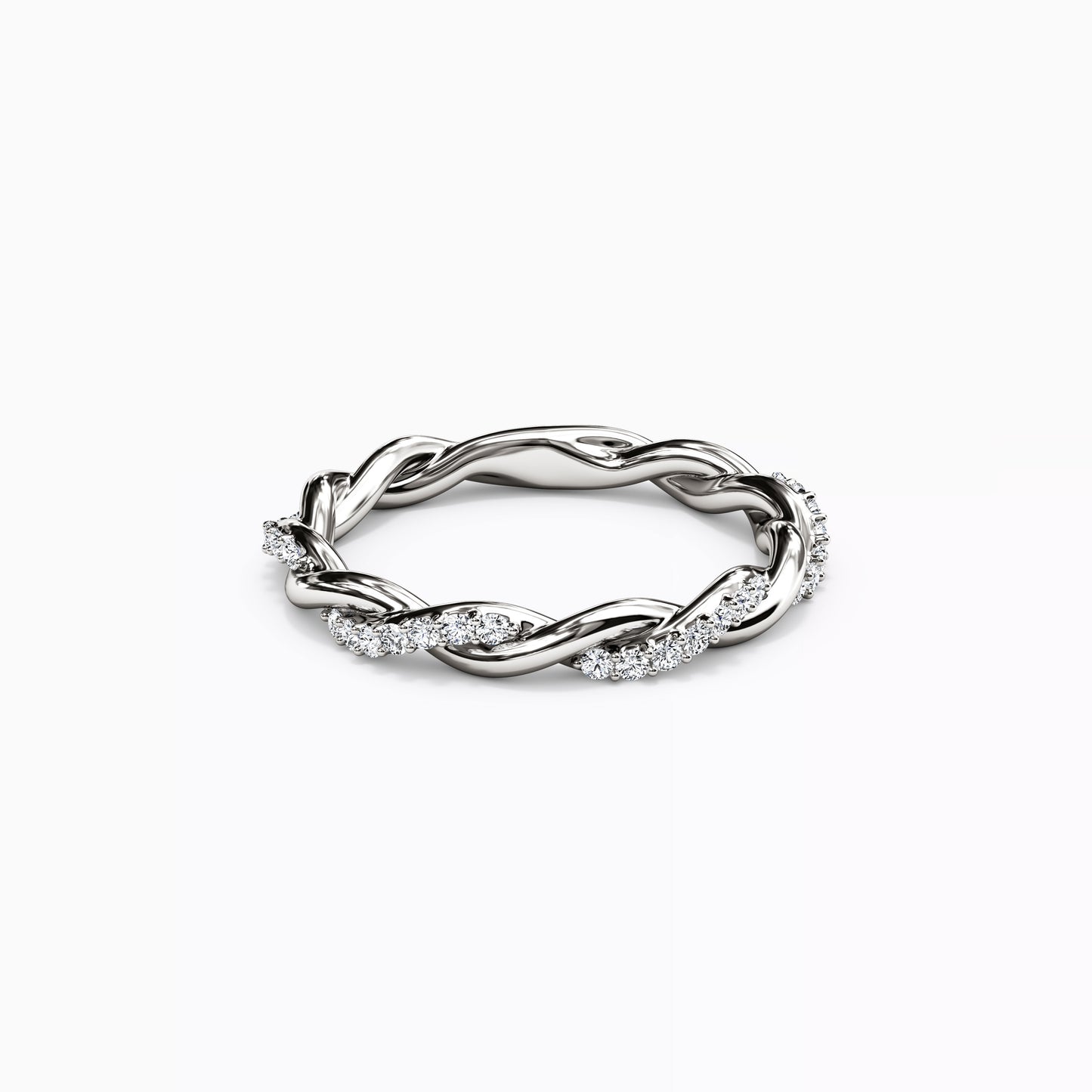 Twist Diamond Florentine Wedding Band Ring in 14K Gold